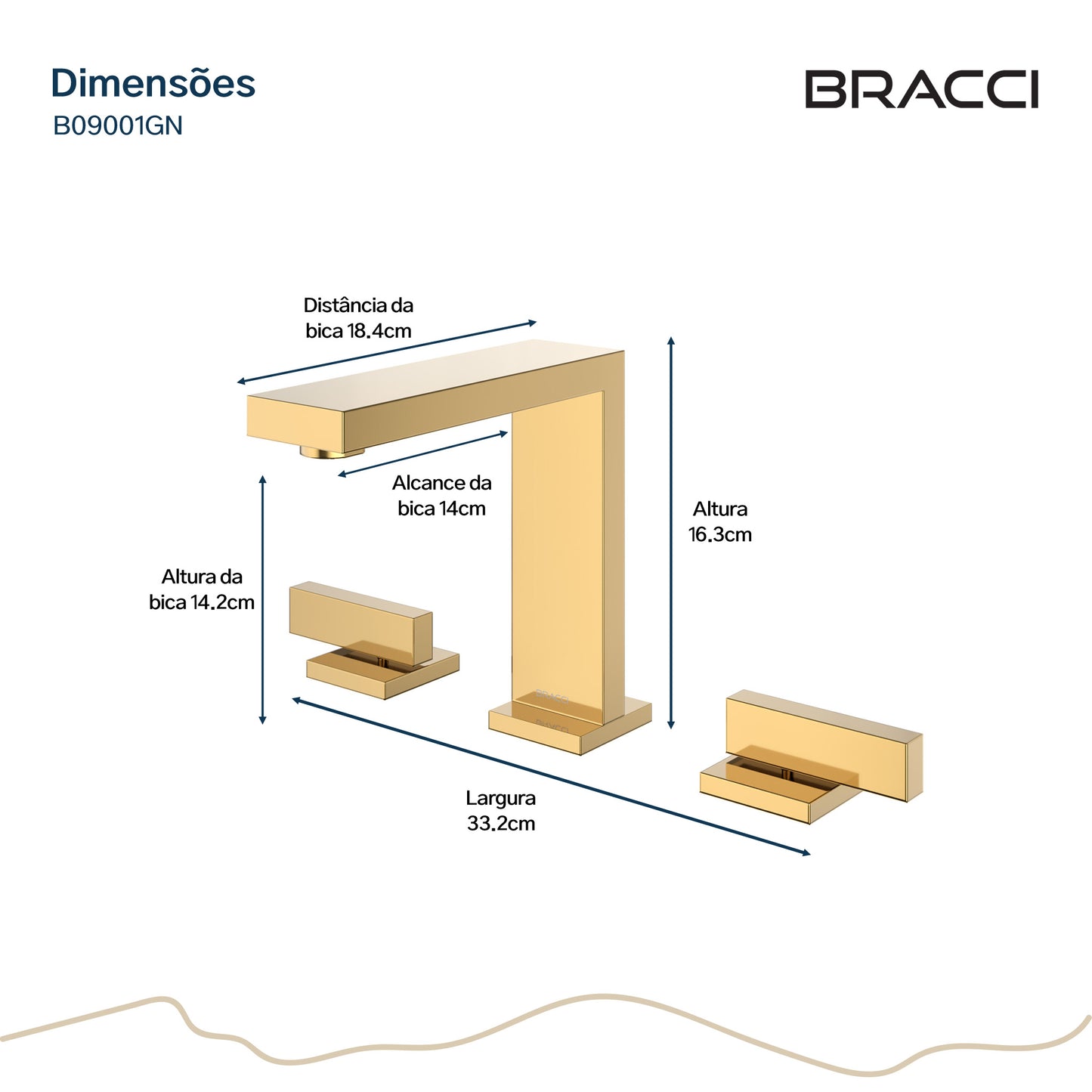 TORNEIRA DUPLO COMANDO Q/F VERCCI DOURADO