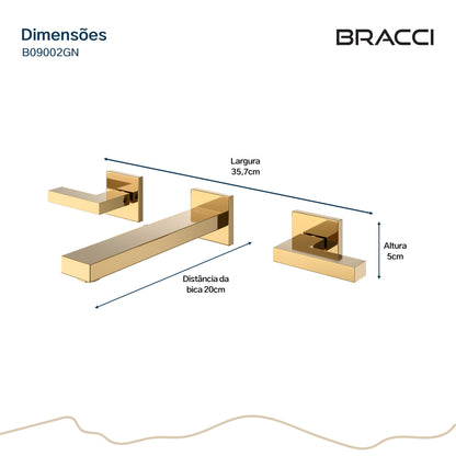 TORNEIRA DUPLO COMANDO  DE PAREDE Q/F VERCCI DOURADO