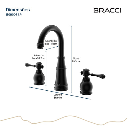 MISTURADOR DUPLO COM PRETO FOSCO ST CLAIRE PVD