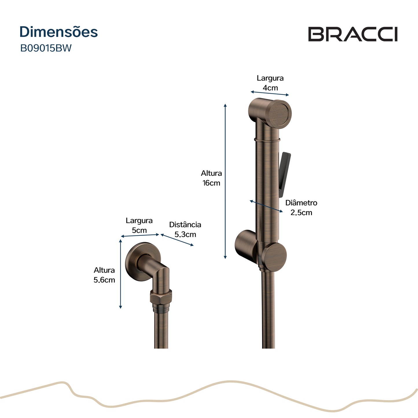 KIT DUCHA HIGIÊNICA QUENTE/FRIA BRONZE ESCOVADO
