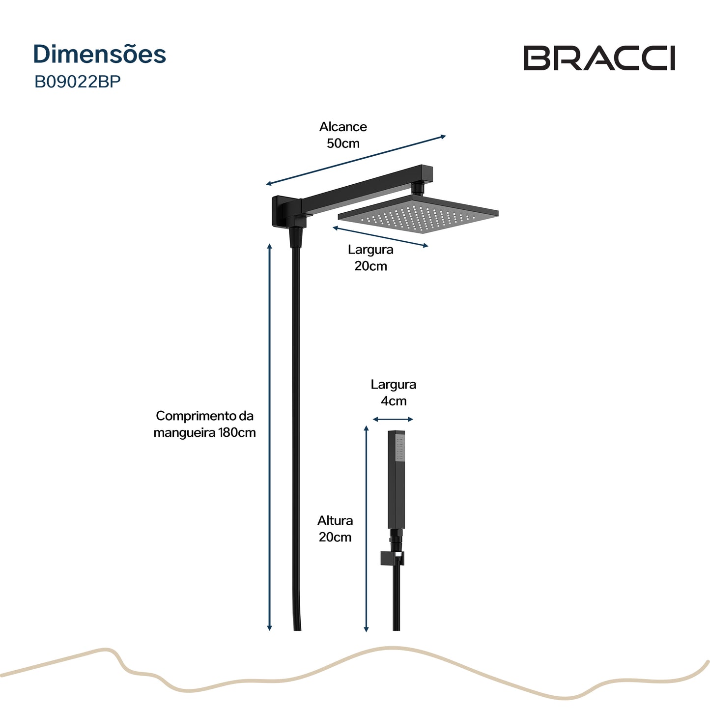 CHUVEIRO COM DESVIADOR PRETO FOSCO VERCCI