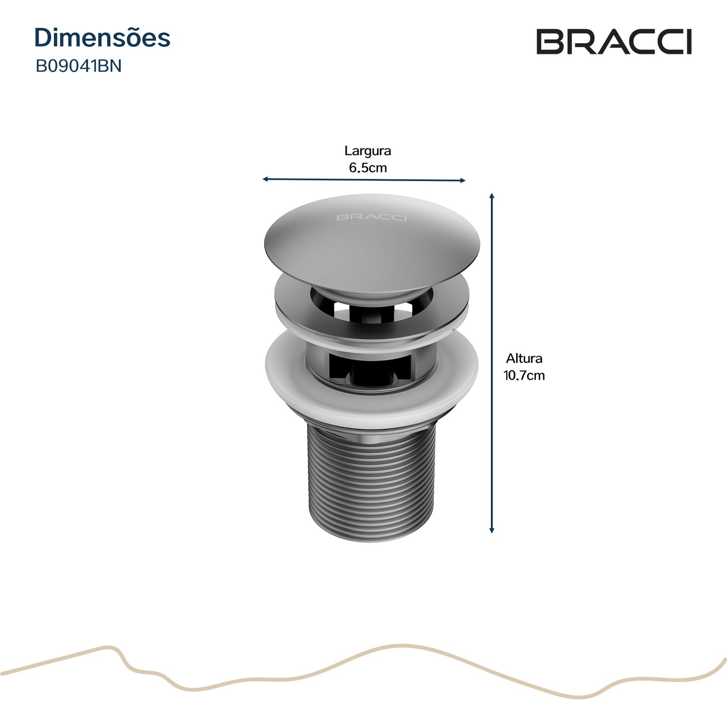 VÁLVULA DE ESCOAMENTO AÇO ESCOVADO COM LADRÃO