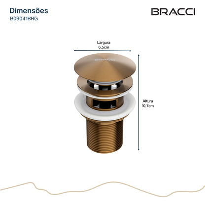 VÁLVULA DE ESCOAMENTO ROSE ESCOVADO COM LADRÃO