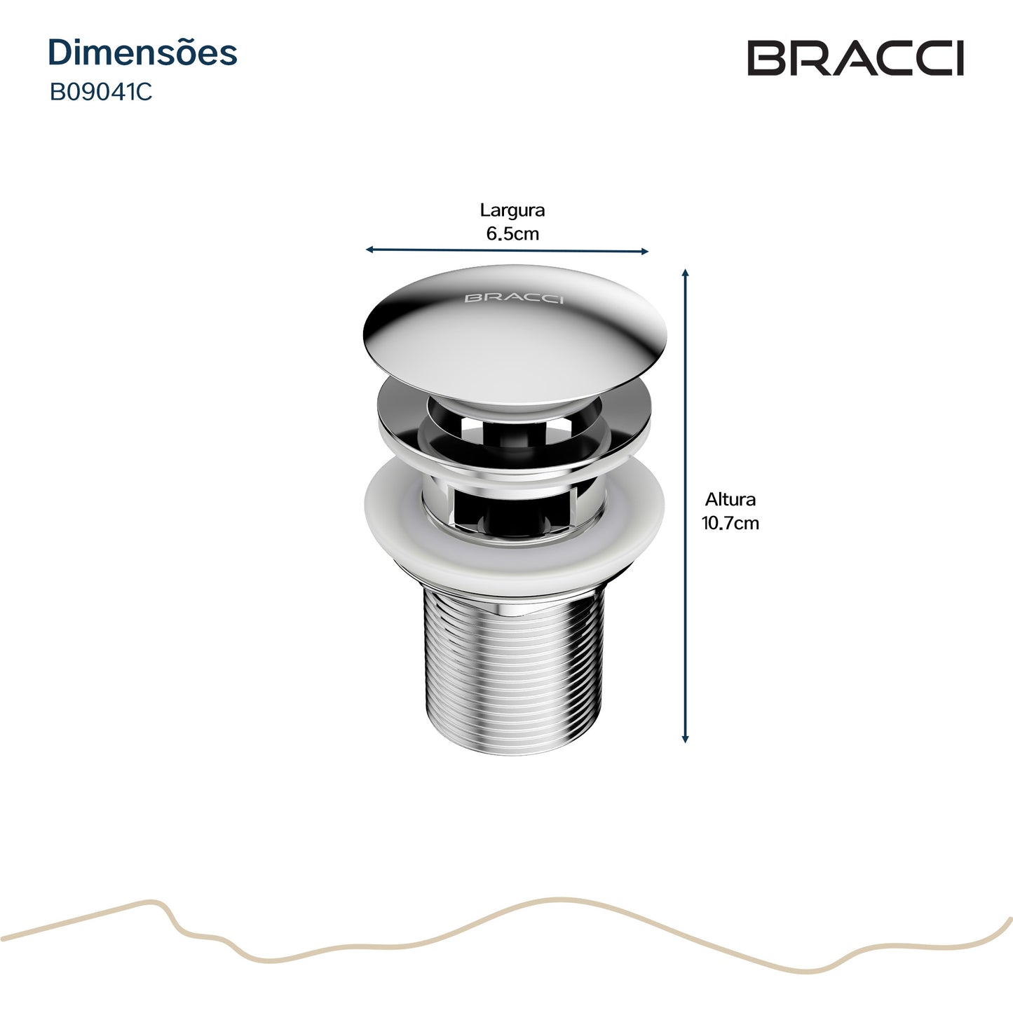 VÁLVULA DE ESCOAMENTO CROMADO COM LADRÃO