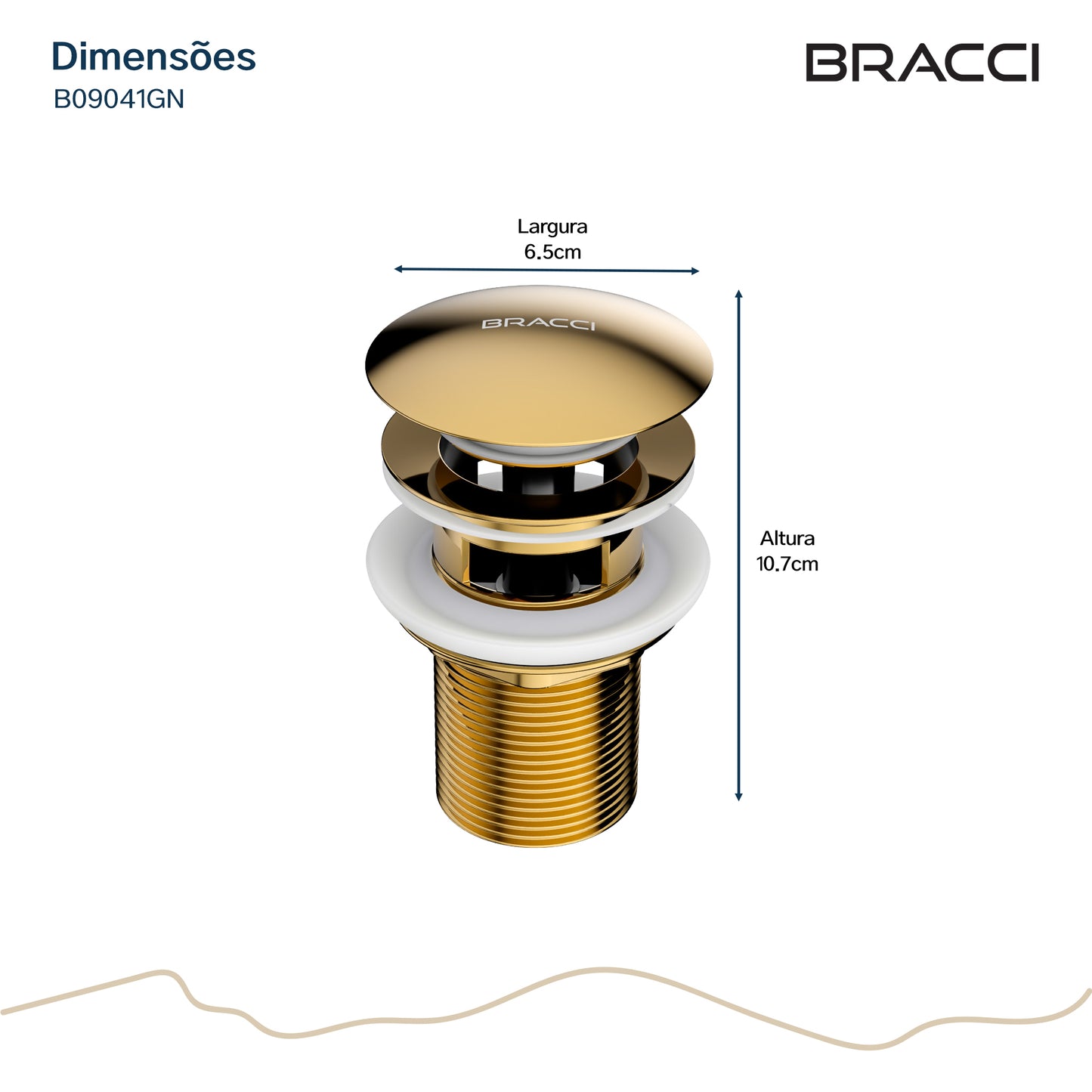 VÁLVULA DE ESCOAMENTO DOURADO COM LADRÃO