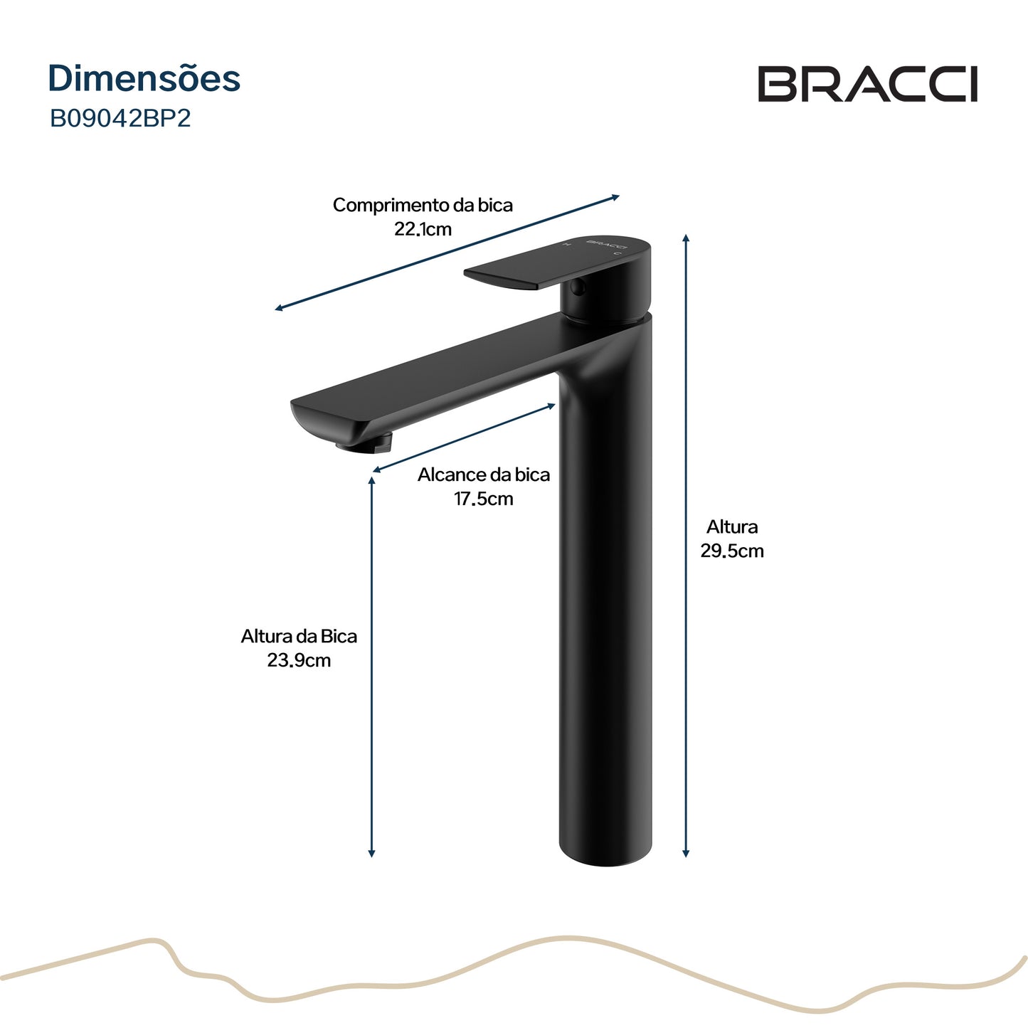 TORNEIRA MONOCOMANDO Q/F ESSENCE ALTO PRETO PVD