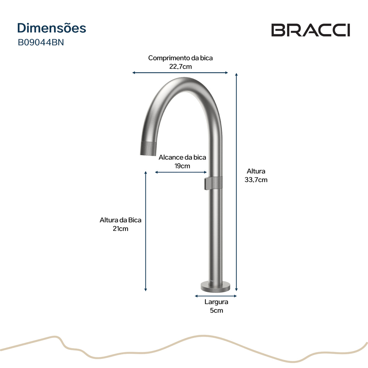 TORNEIRA ÁGUA FRIA ARIA AÇO ESCOVADO