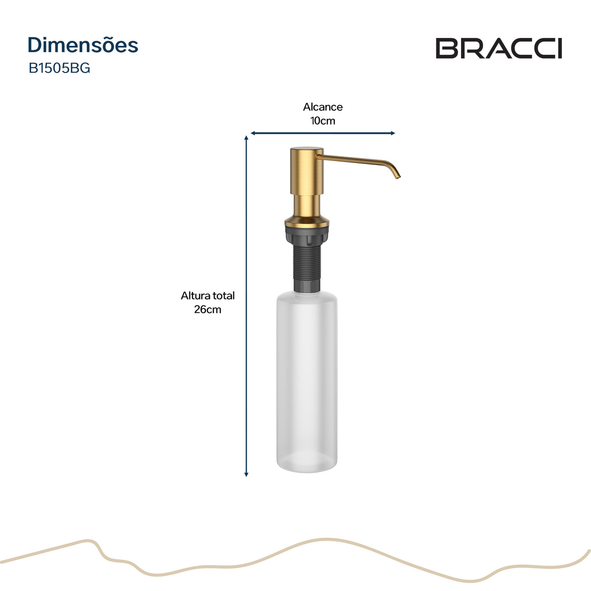 Dispenser de Detergente Dourado Escovado