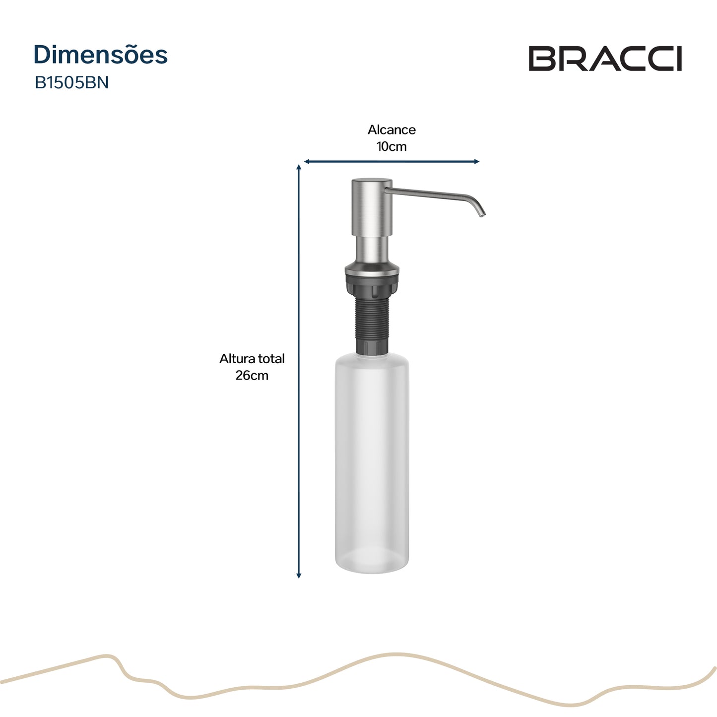 Dispenser de Detergente Aço Escovado