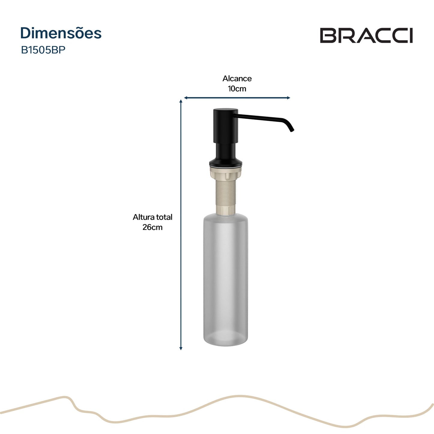 DISPENSER DE DETERGENTE PRETO FOSCO