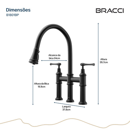TORNEIRA DUPLO COMANDO Q/F BRIDGE PRETO