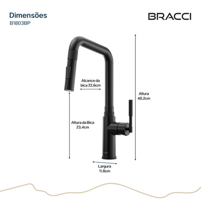 TORNEIRA MONOCOMANDO Q/F ALLURE PRETO FOSCO