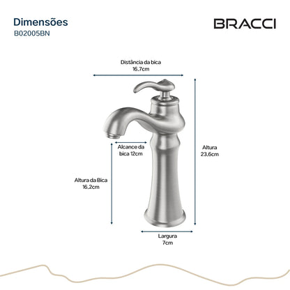 TORNEIRA MONOCOMANDO Q/F ST CLAIRE AÇO ESCOVADO