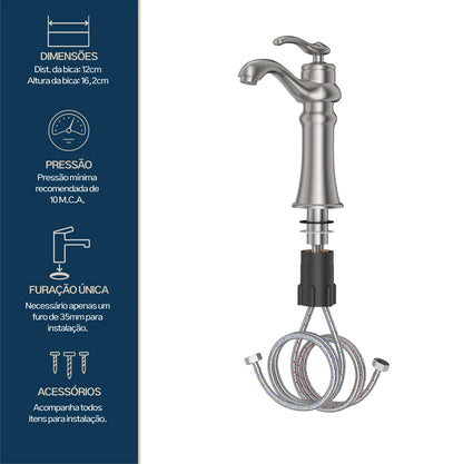 TORNEIRA MONOCOMANDO Q/F ST CLAIRE AÇO ESCOVADO