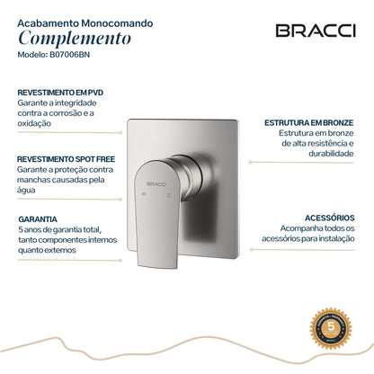 ACABAMENTO MONOCOMANDO CHUVEIRO AÇO ESCOVADO