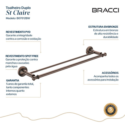 TOALHEIRO DUPLO ST CLAIRE BRONZE ESCOVADO