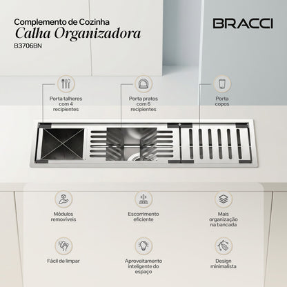 Calha Organizadora Aço Escovado