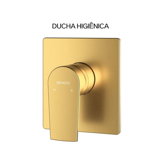 Acabamento Monocomando de Ducha Higiênica Dourado Escovado